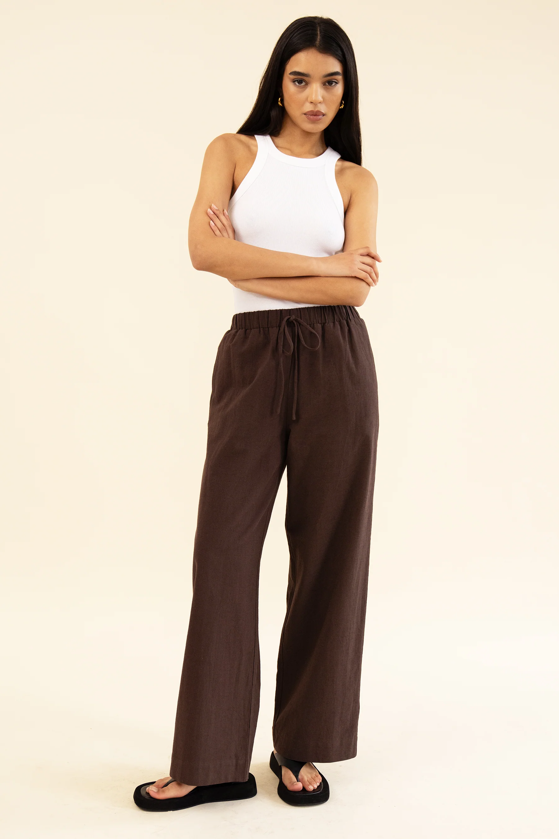 APARTMENT PANT - LINEN BRUN - Image 2