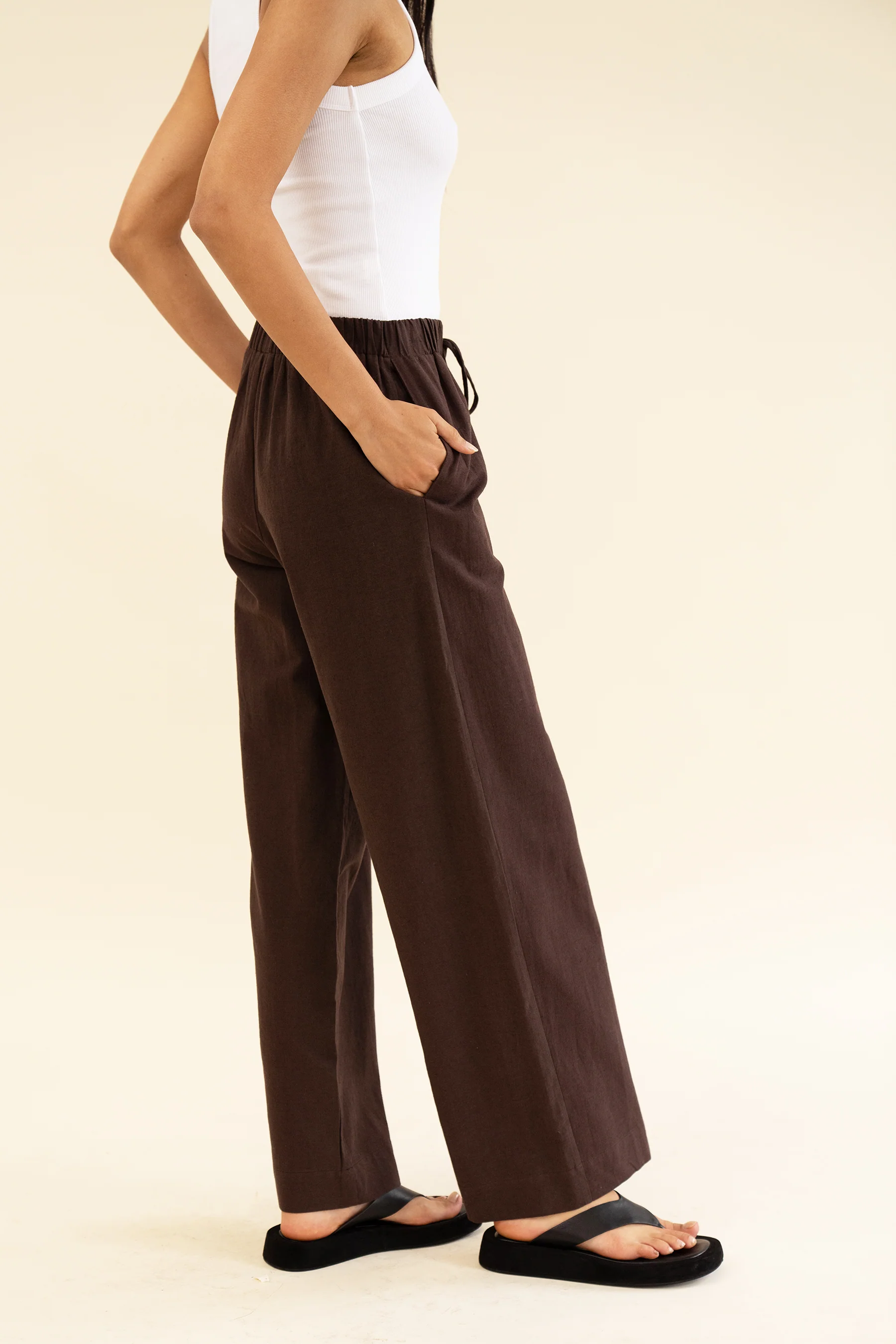 APARTMENT PANT - LINEN BRUN - Image 4