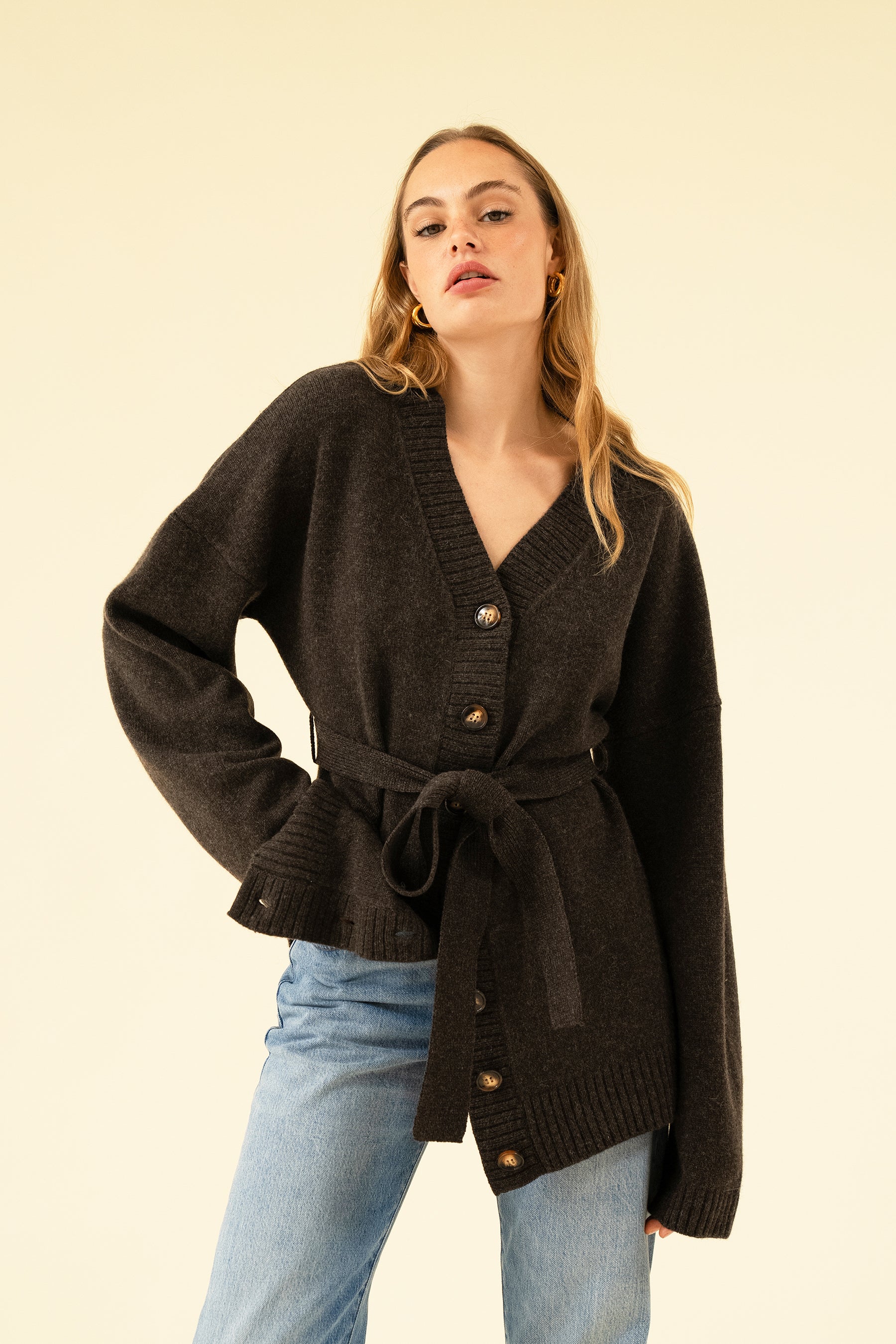 CALLIE CARDIGAN - COFFEE - Image 8