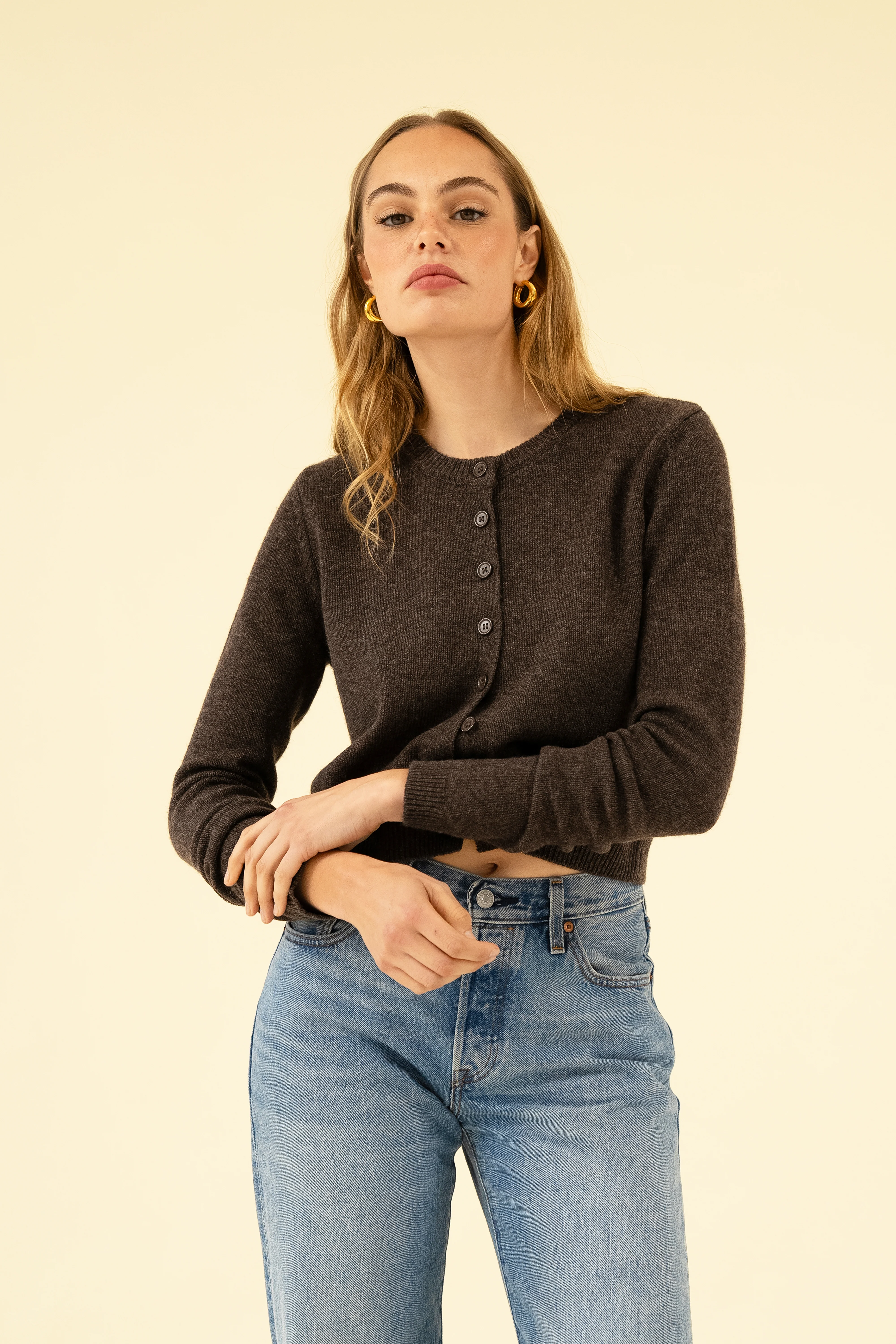 CHARLOTTE CASHMERE CARDIGAN - DARK MINK - Image 3
