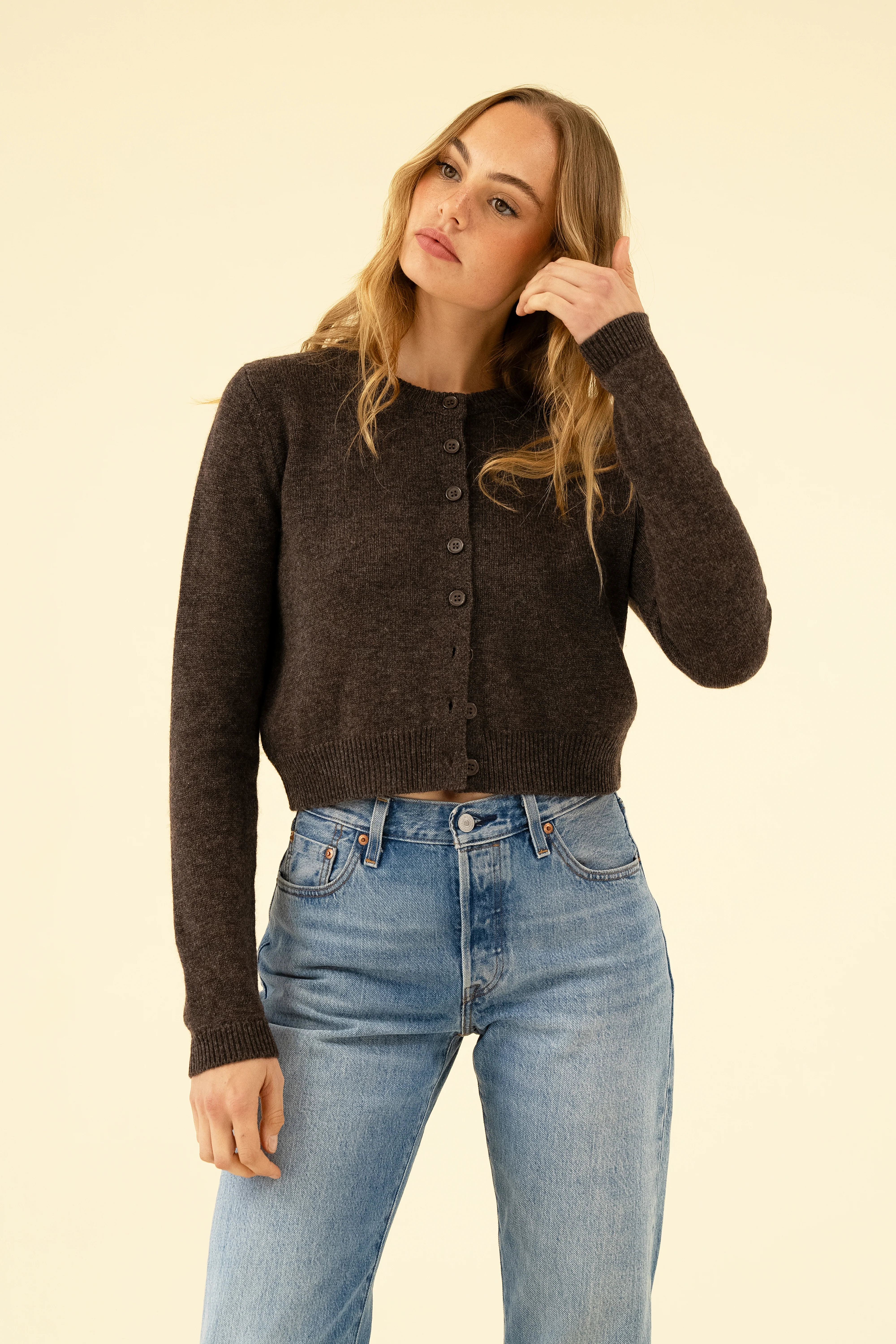 CHARLOTTE CASHMERE CARDIGAN - DARK MINK - Image 4